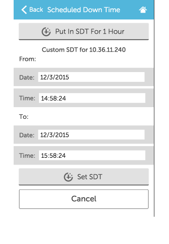 Put in Scheduled Down Time (SDT)