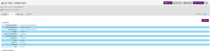 AWS Devices Info Tab