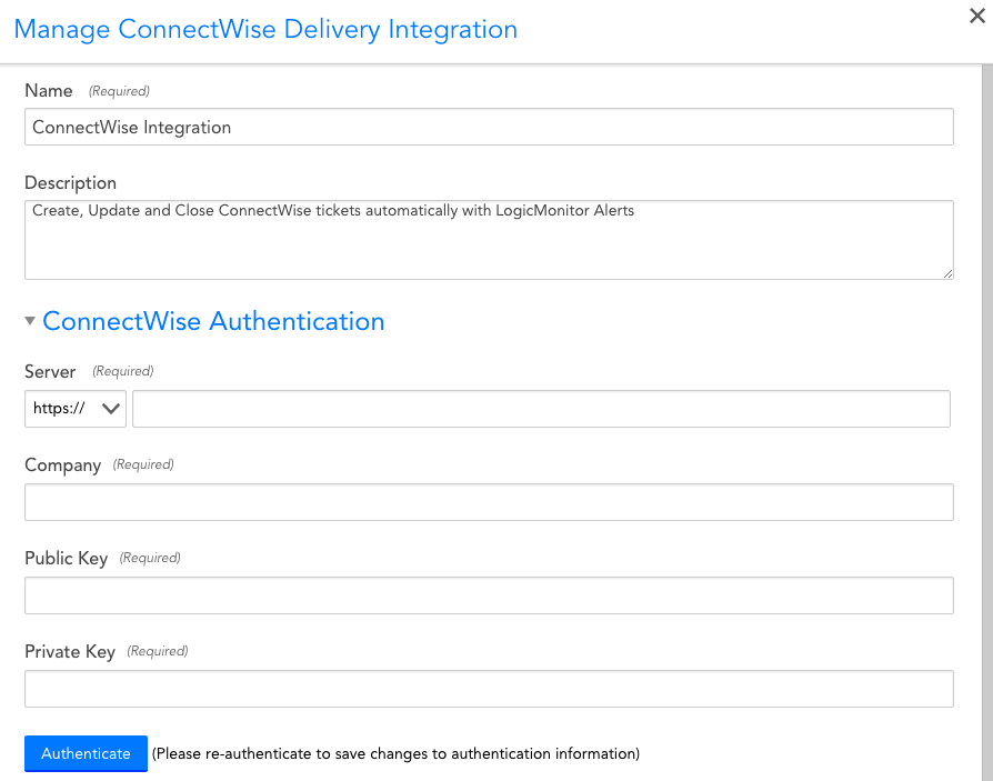 2. Enable the ConnectWise Integration in your LogicMonitor Account