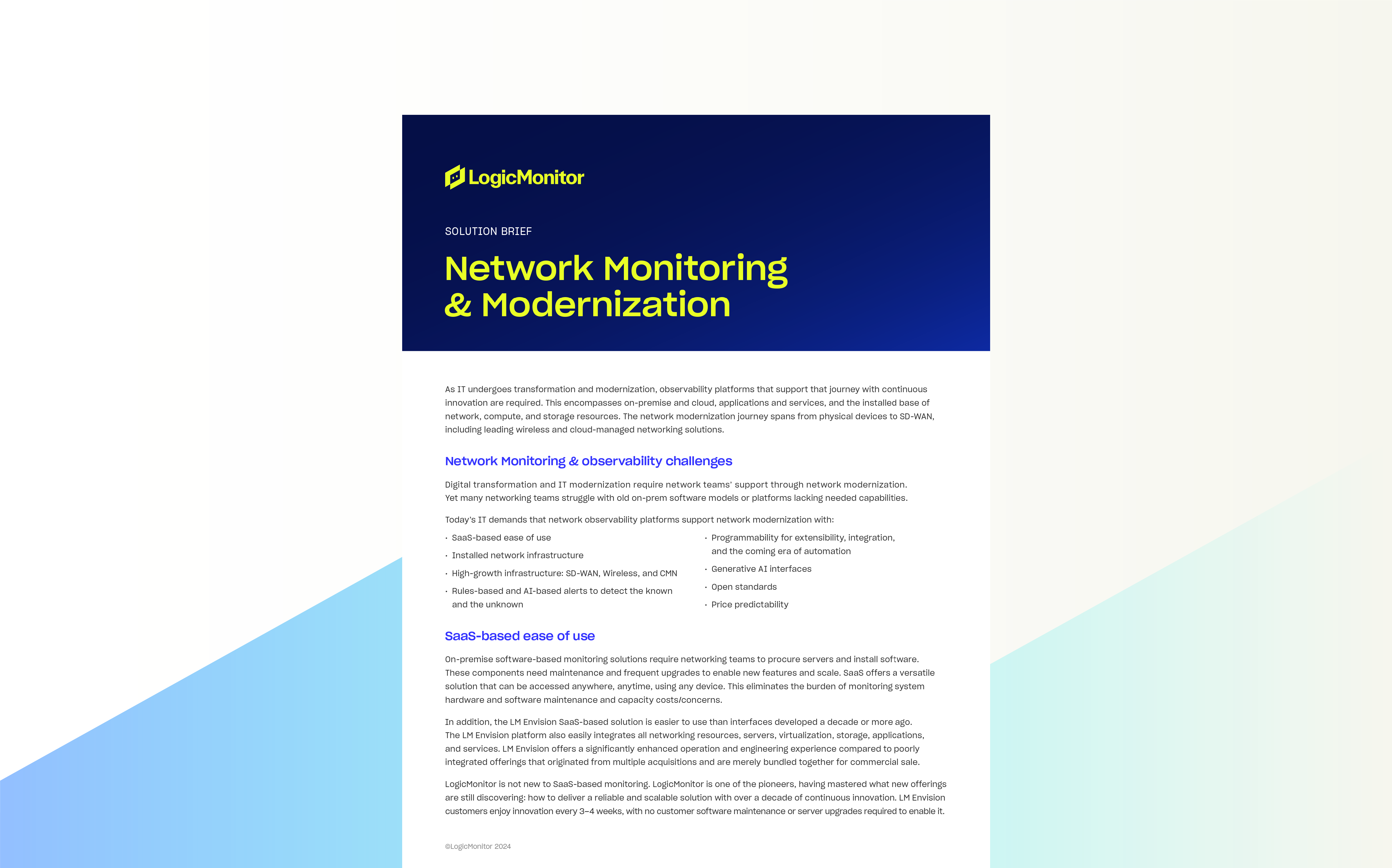 Network monitoring & modernization solution brief