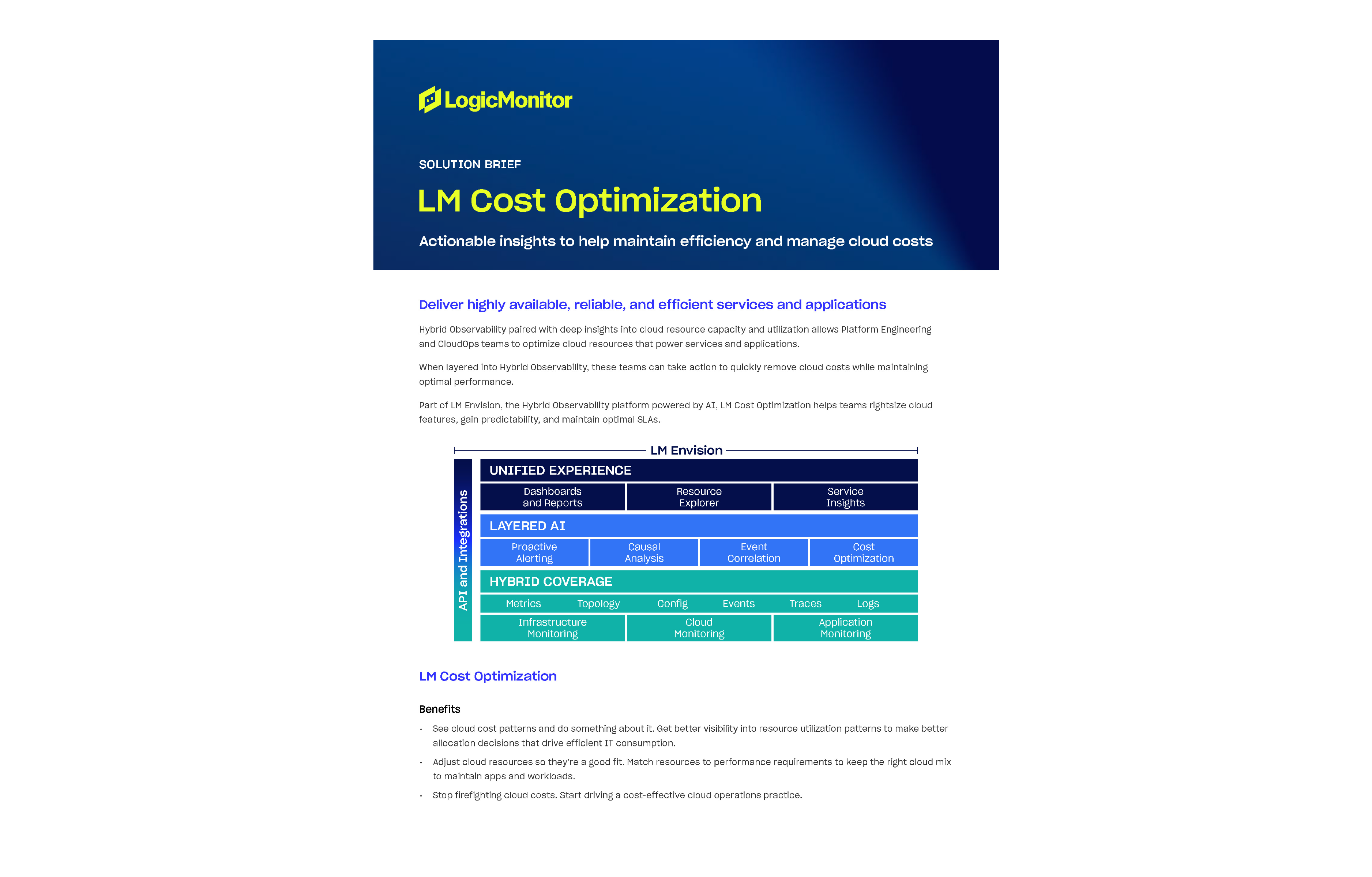 Cost optimization solution brief