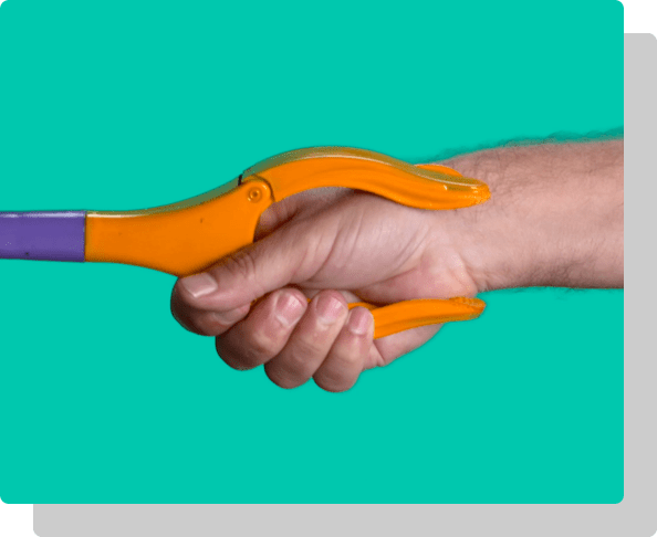 robot hand and man hand shaking hands
