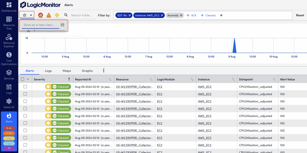Alerts Saving Filter Views