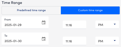 Custom time range settings