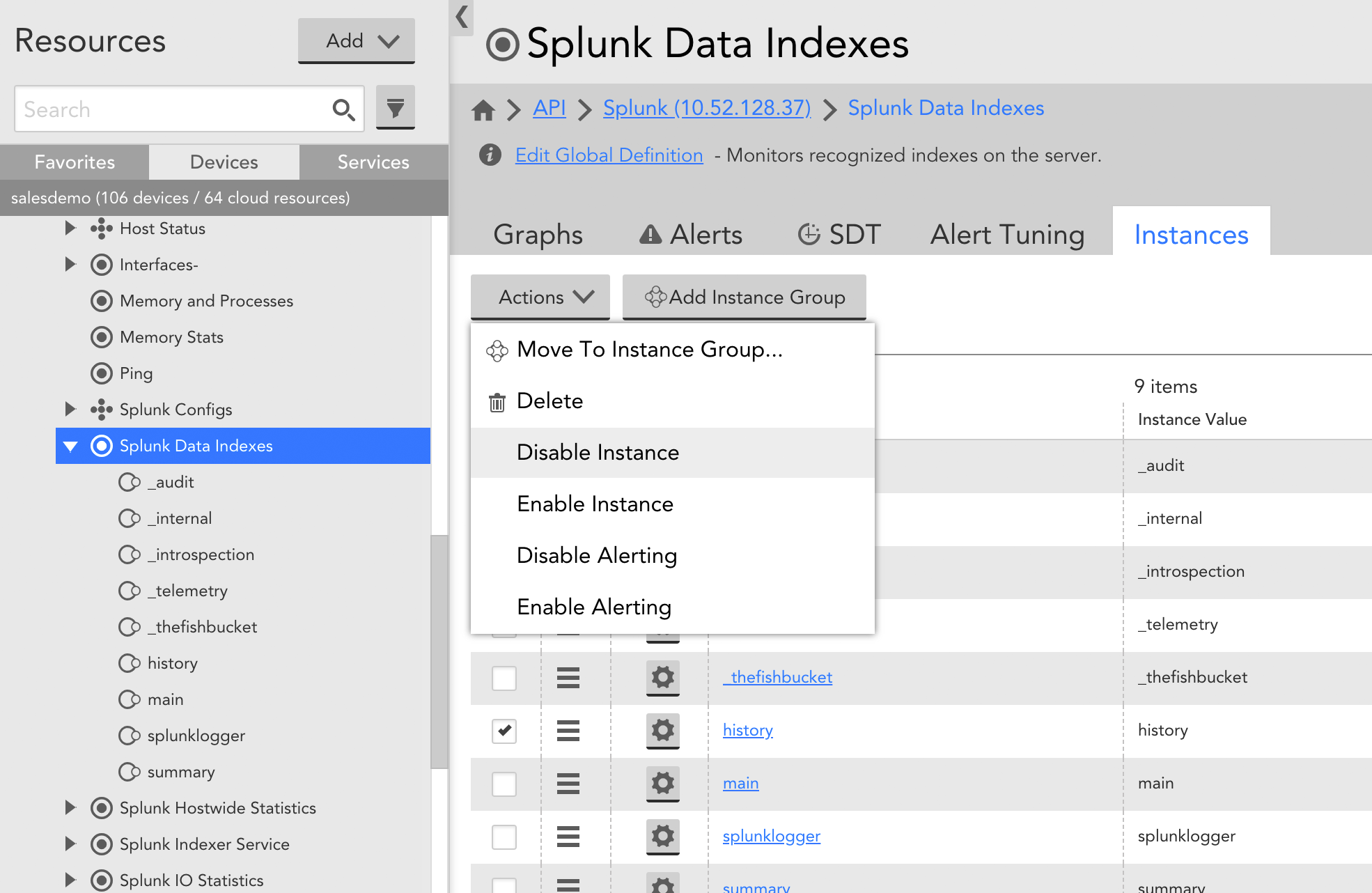 Disabling a DataSource at the instance level
