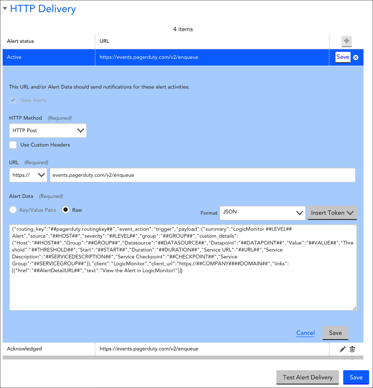Pagerduty統合 Logicmonitor