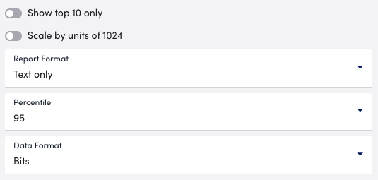 Interface Bandwidth report display settings