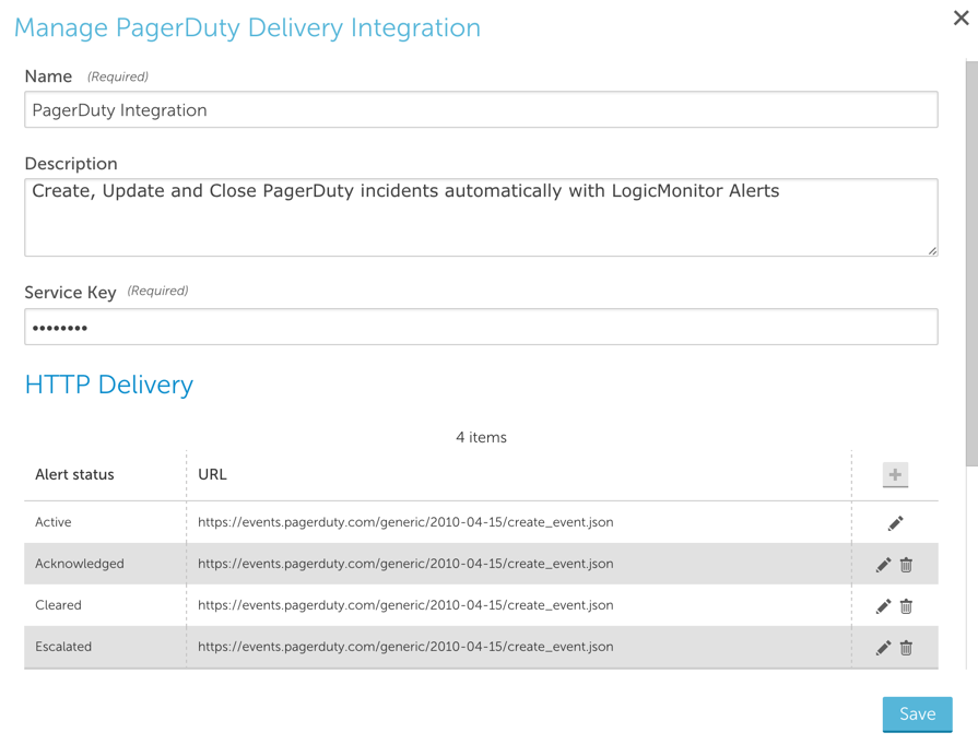 PagerDuty LM Service Key