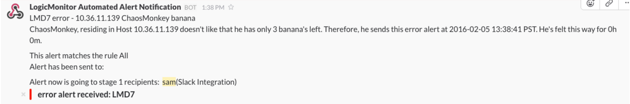 Slack LogicMonitor Alert