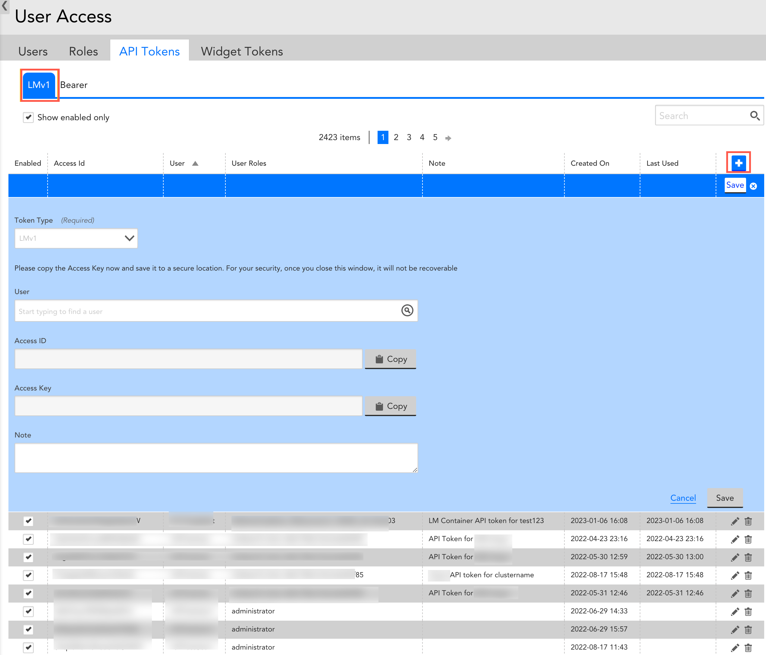 LMv1 Token creation page