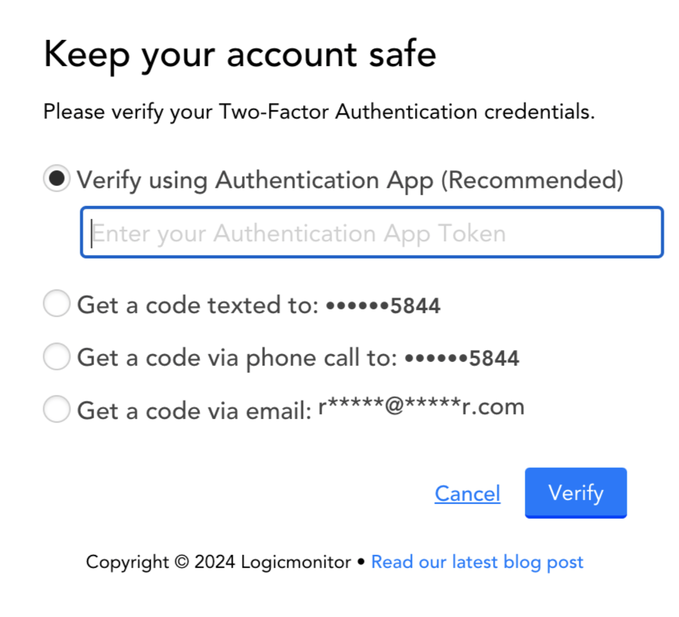 2FA authentication choices
