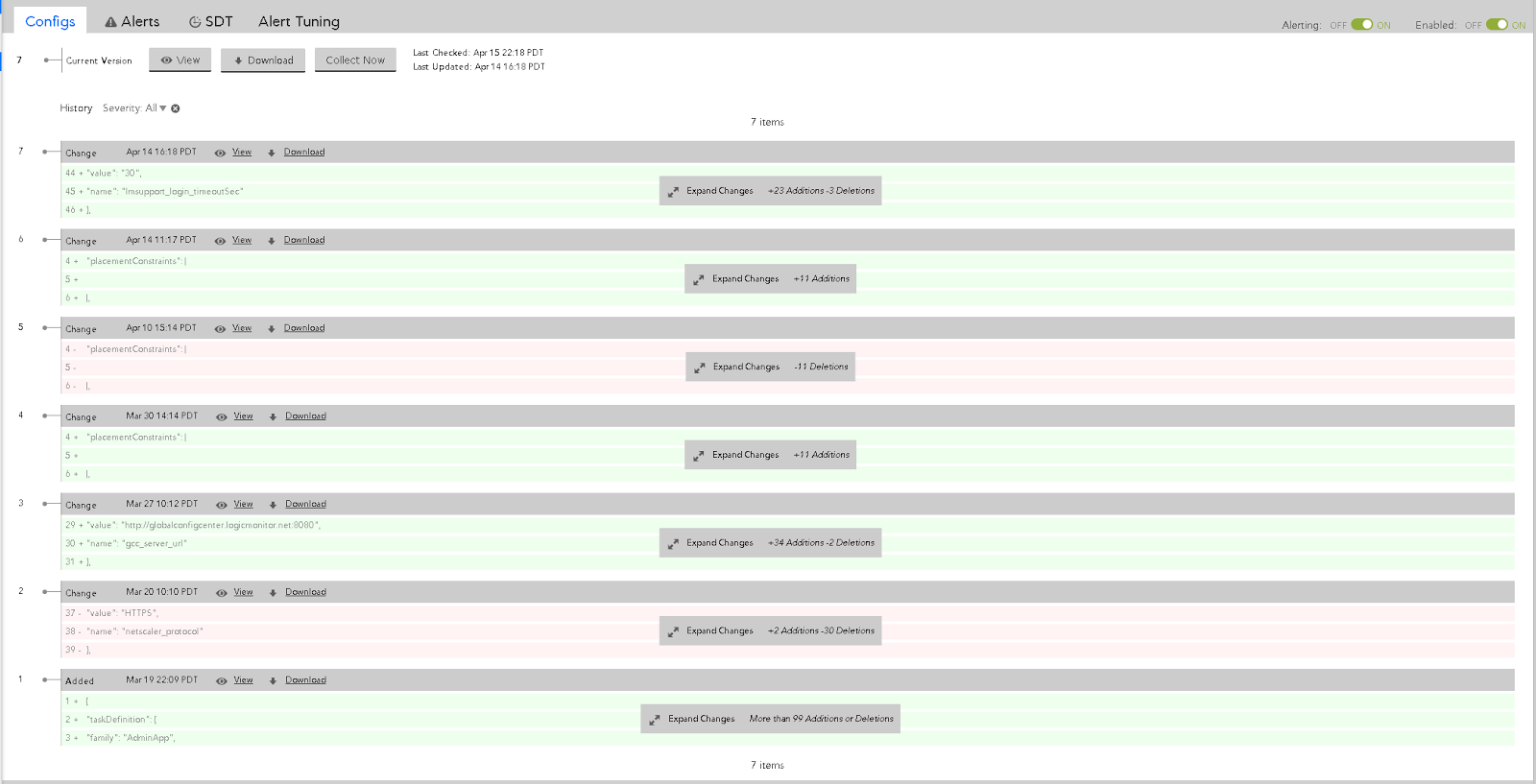 ECS Configuration Monitoring