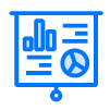 small white chart with blue features