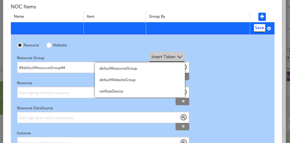 Inserting a token with the LogicMonitor dashboard.