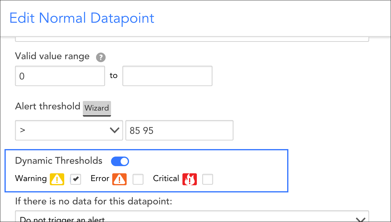 Dynamic thresholds can be enabled on a per-alert-severity basis