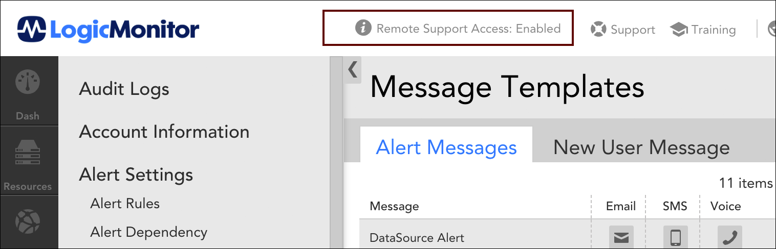 Remote support access status display