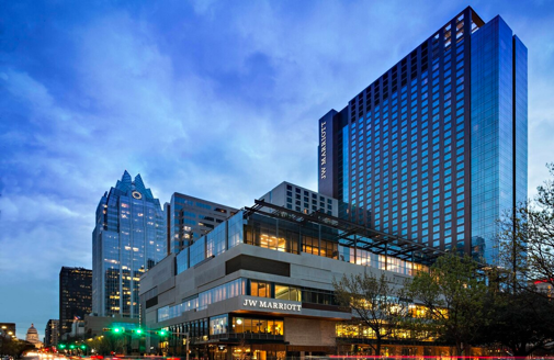Outside view of the JW Marriott Hotel in Austin, TX
