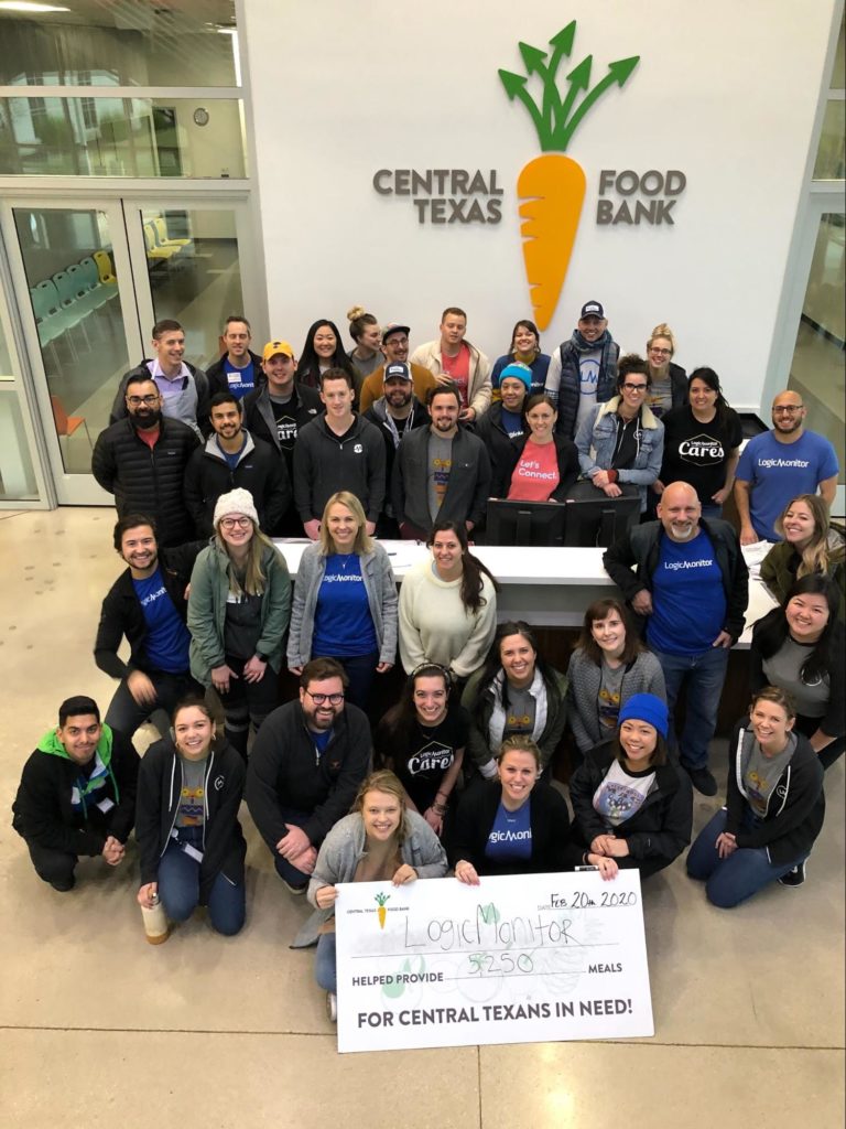 LogicMonitor employees helped provide 5,250 meals through volunteering at the Central Texas Food Bank.