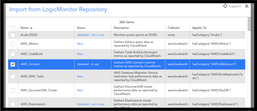 リポジトリリストからAWS_Connectを選択します