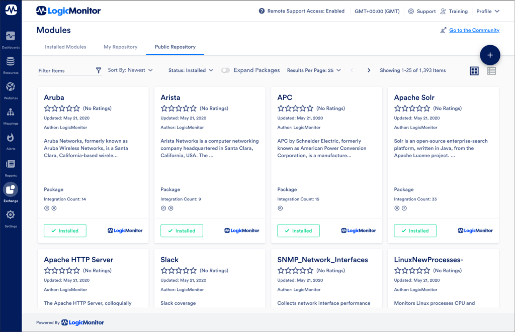 The Public Repository tab as found on the Exchange page.