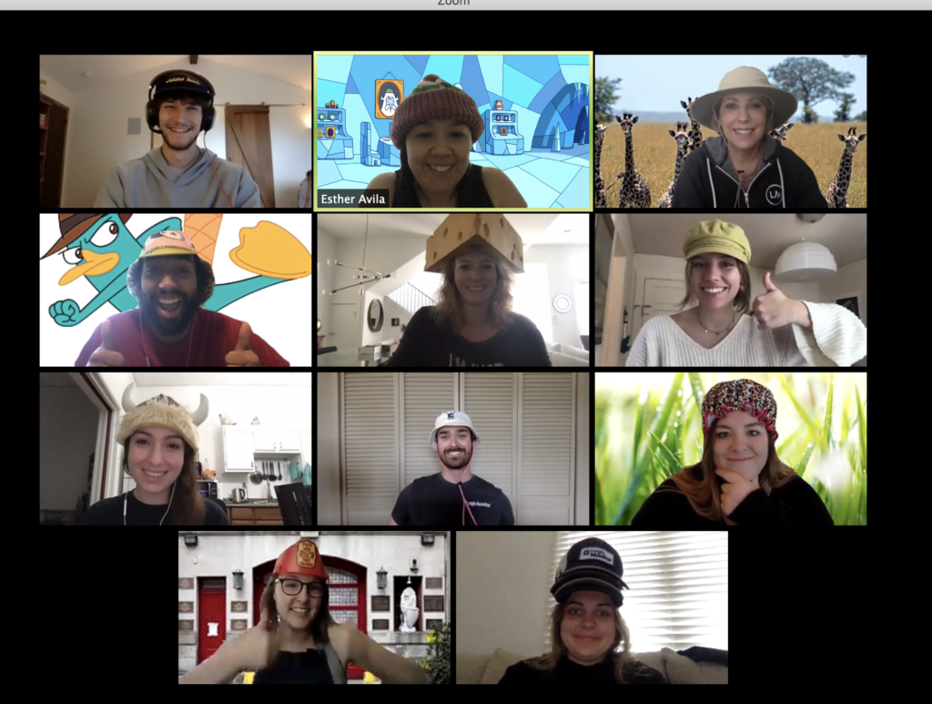 Team hat day meeting at LogicMonitor with the talent team.