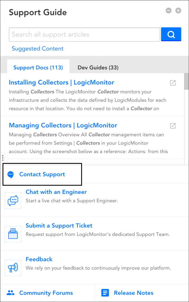 Accessing Support Resources | LogicMonitor