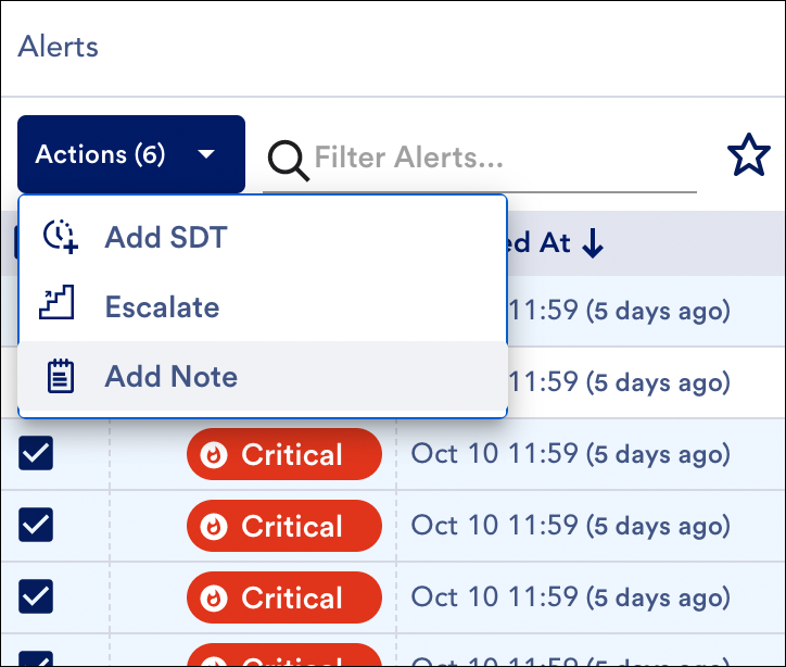An image highlighting the various bulk actions available from the Actions dropdown