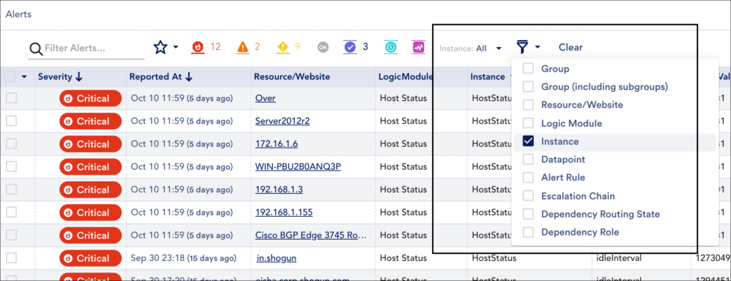 Bring more filters forward using the filter dropdown menu