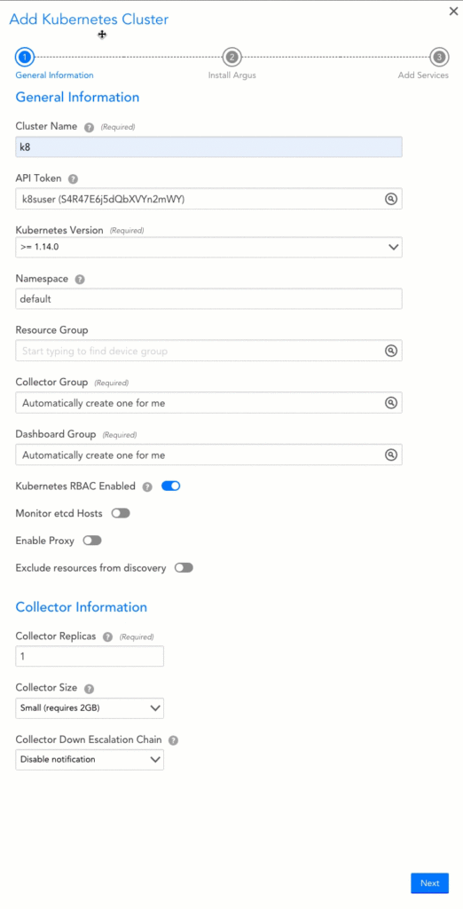 Adding a kubernetes cluster in LogicMonitor