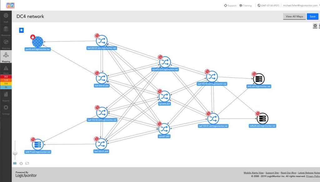 DC4 network mapping in LogicMonitor