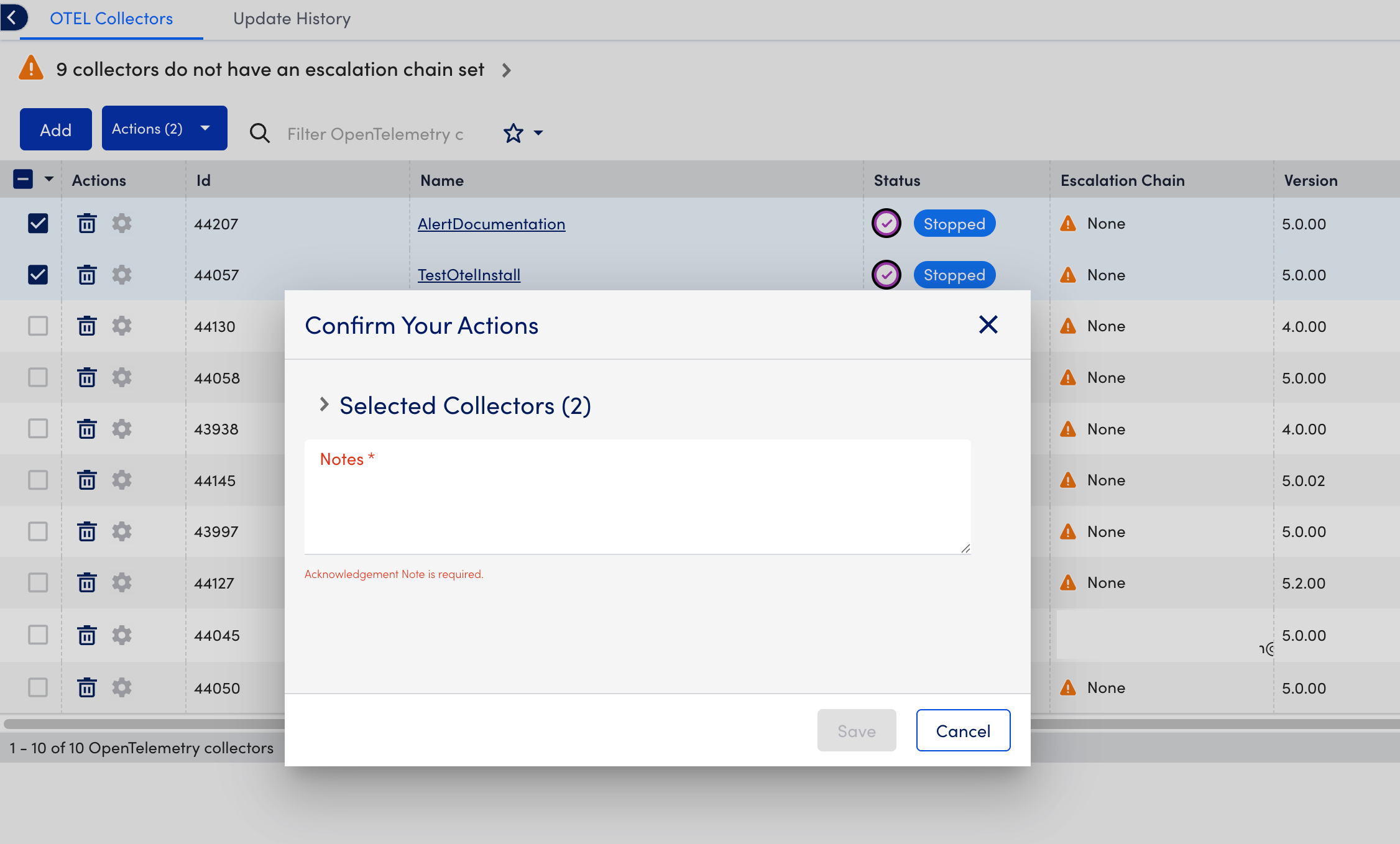 OTEL Collector ack option