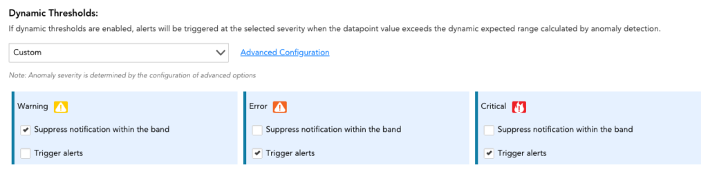 Here we set up dynamic alerting which is determined based on anomaly detection.