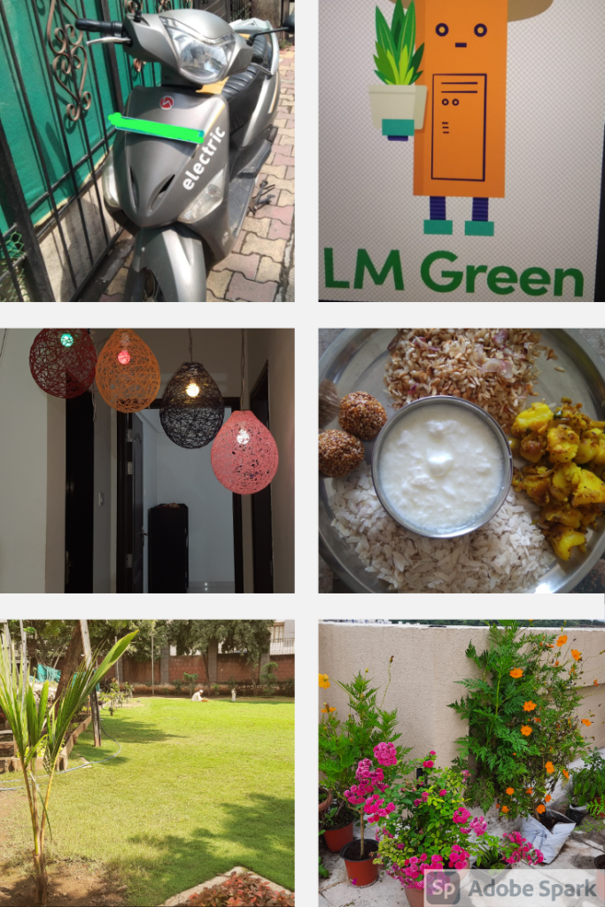 6 images of LogicMonitor's LM Green initiatives showing different plants and foods. 