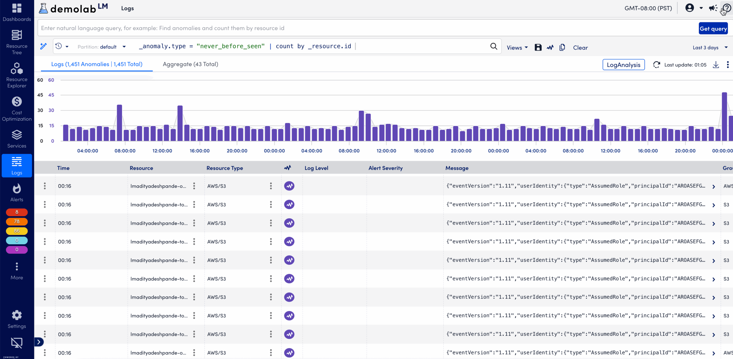 Logs Search Query Bar
