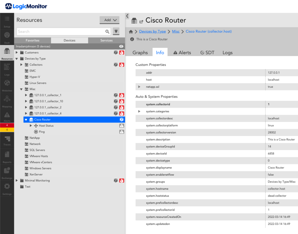 Cisco Router dashboard in LogicMonitor