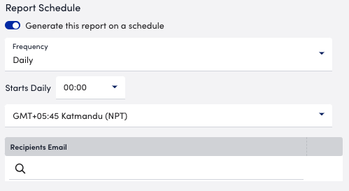 Report schedule settings