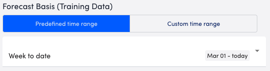 Predefined time range settings for forecast basis