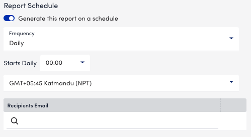 Scheduled report settings