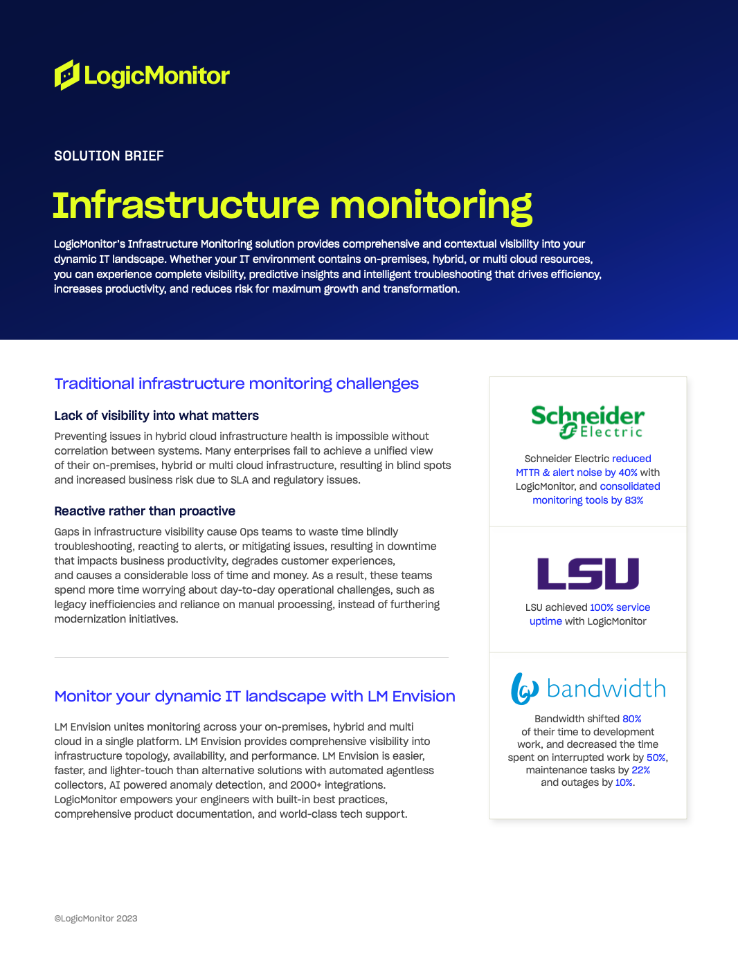 LogicMonitor インフラストラクチャ監視の概要カバー