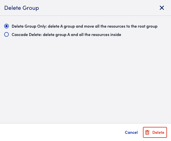 Delete resource group settings