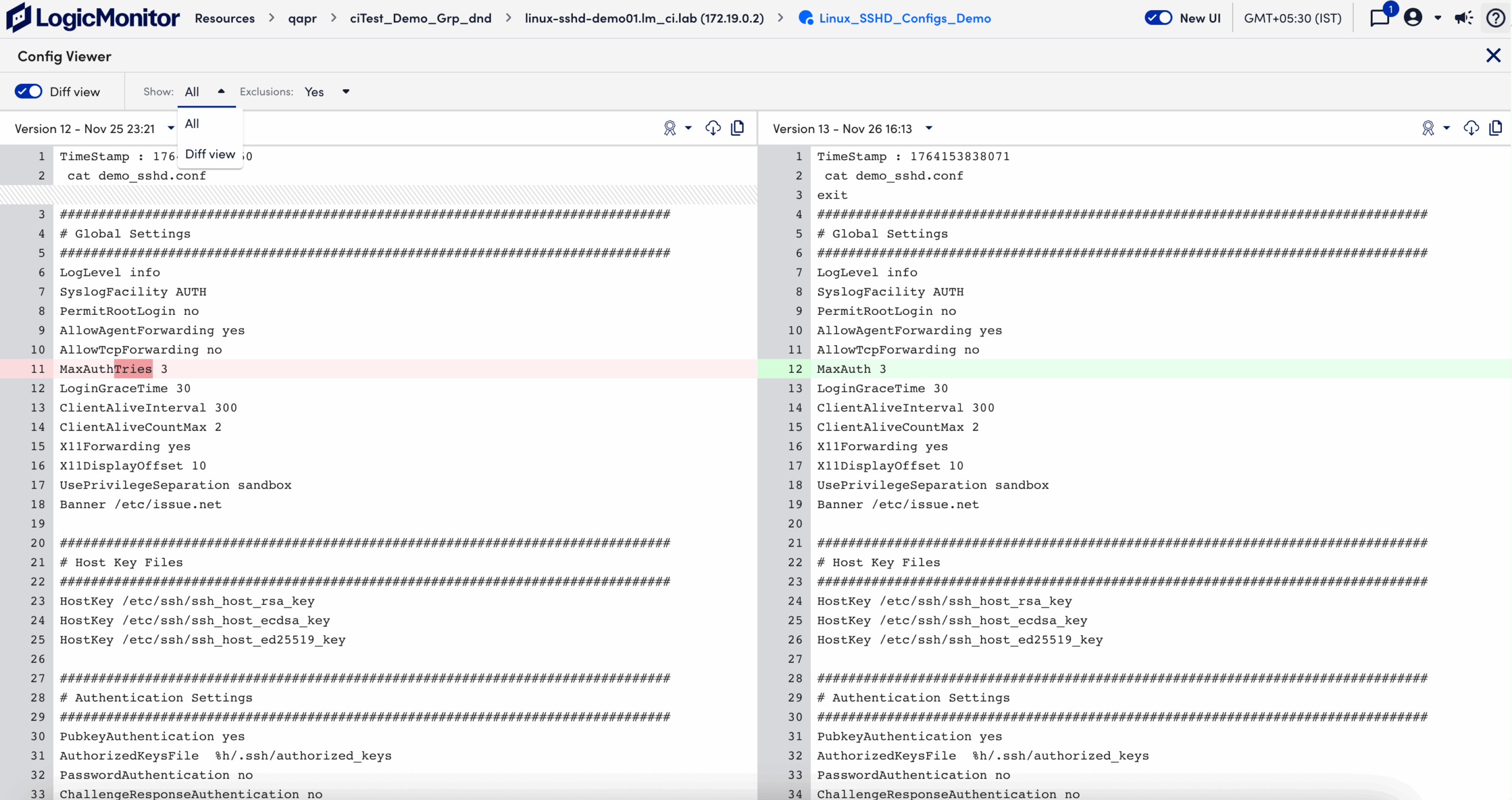 Config Viewer for version comparison