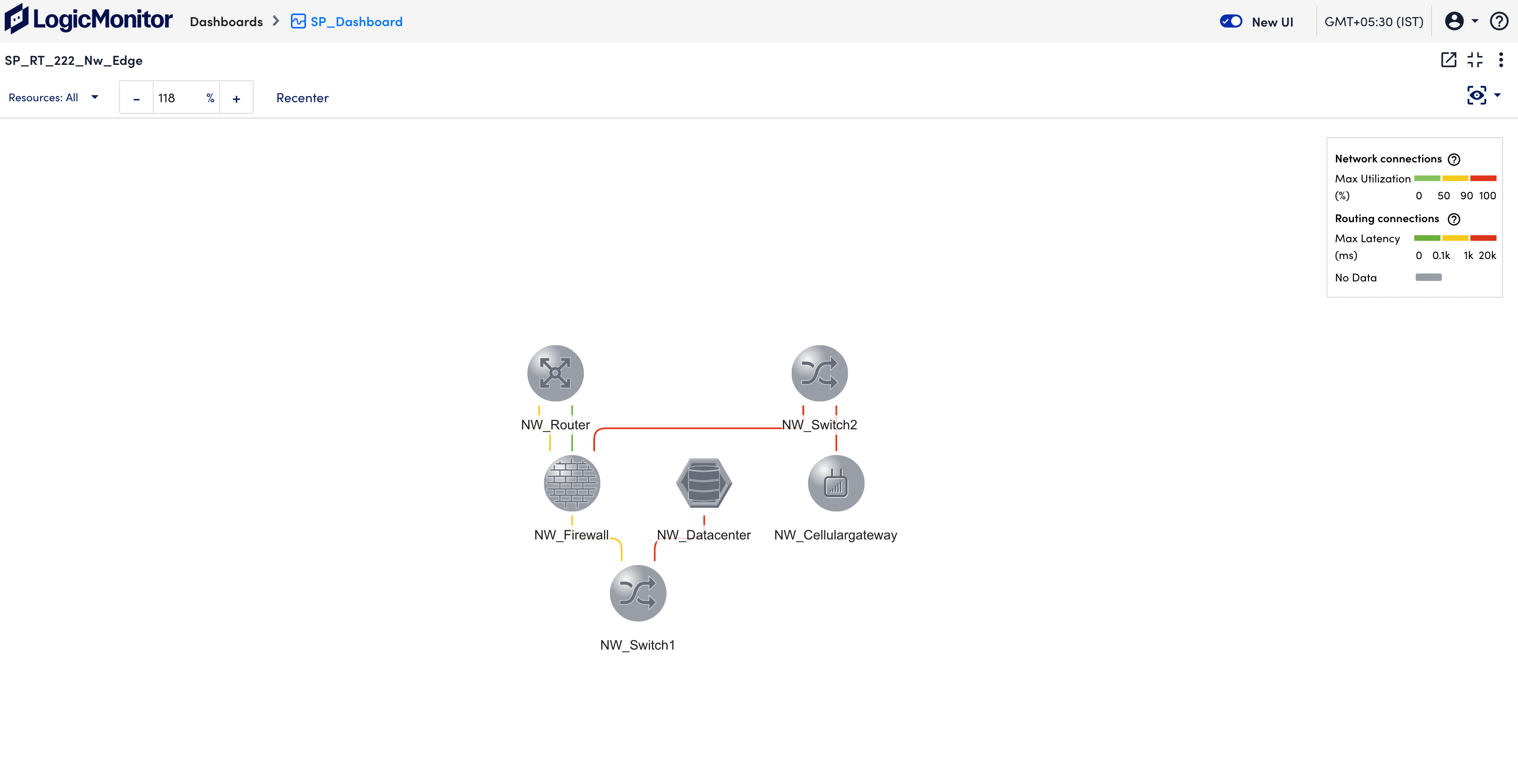 View Edge Status Map widget on the Dashboard