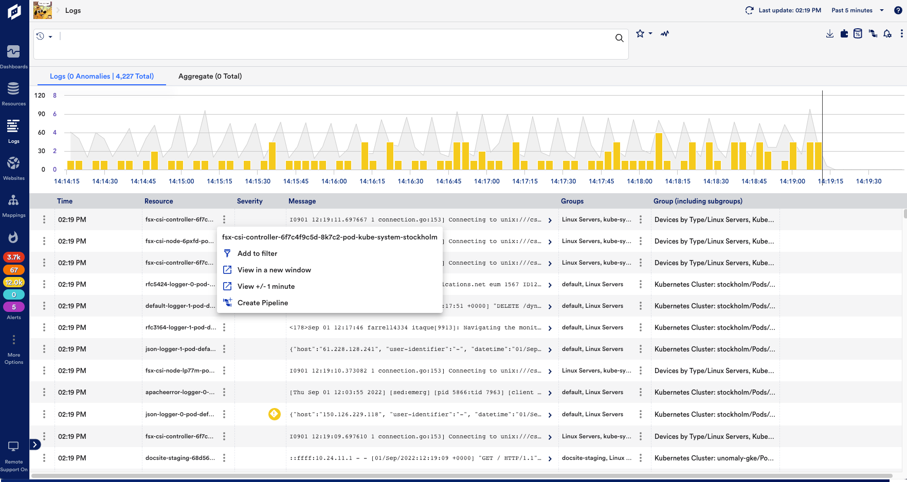 Log Processing pipelines