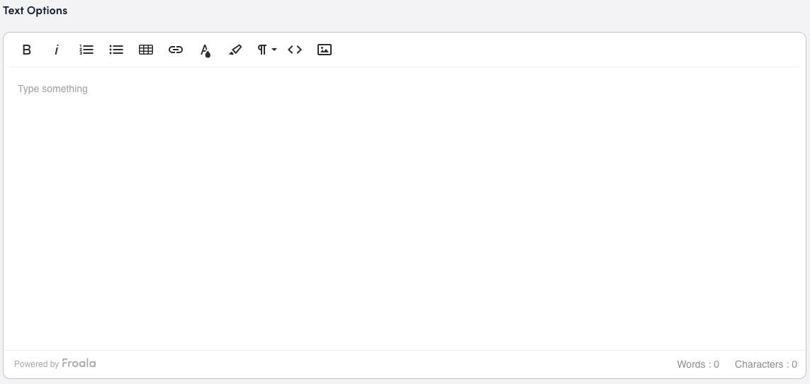 Text options settings