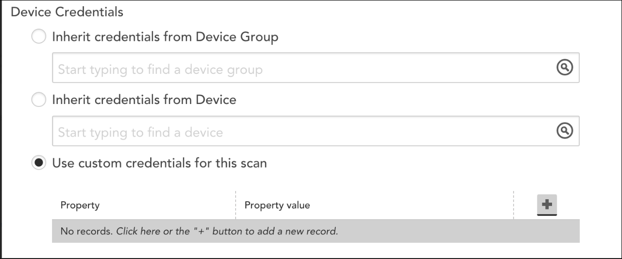 Select the Use custom credentials for this scan option