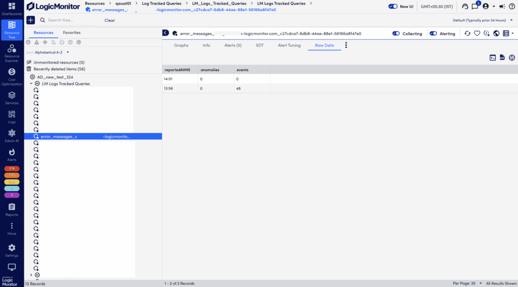 LM logs tracked queries raw data