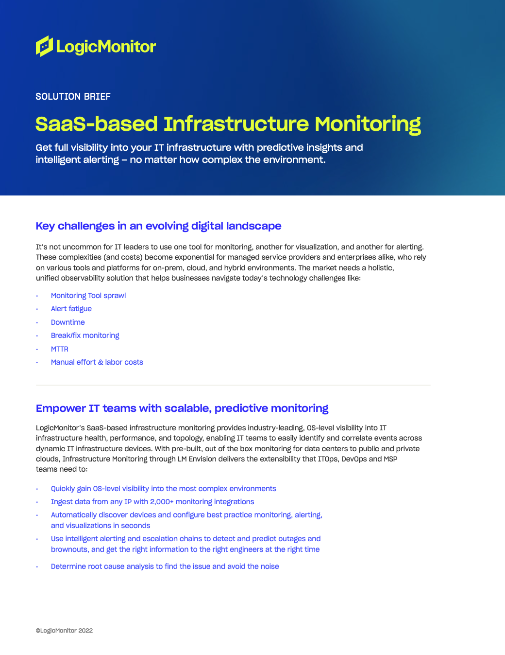 LogicMonitor infrastructure monitoring solution brief cover
