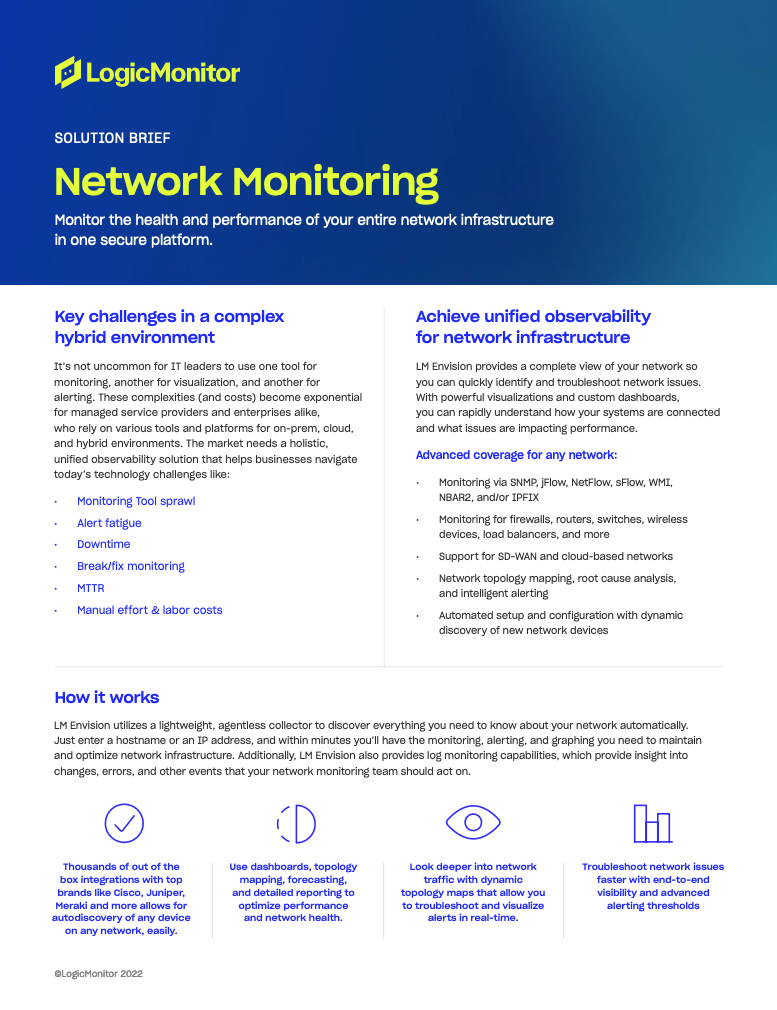 LogicMonitor network monitoring solution brief cover