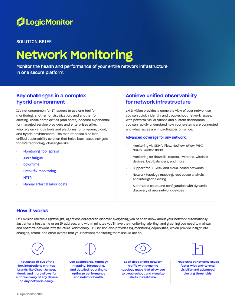 LogicMonitor ネットワーク監視ソリューションの概要の表紙