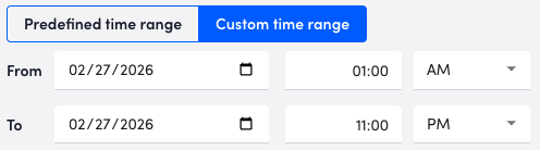 Custom time range settings